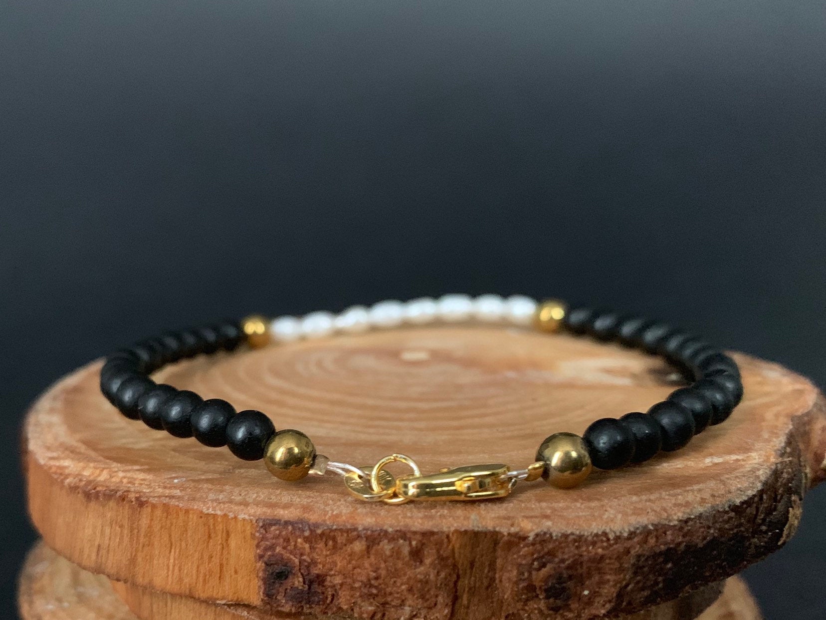 Pearl Onyx Hematite Womens Bracelets - Konmay London