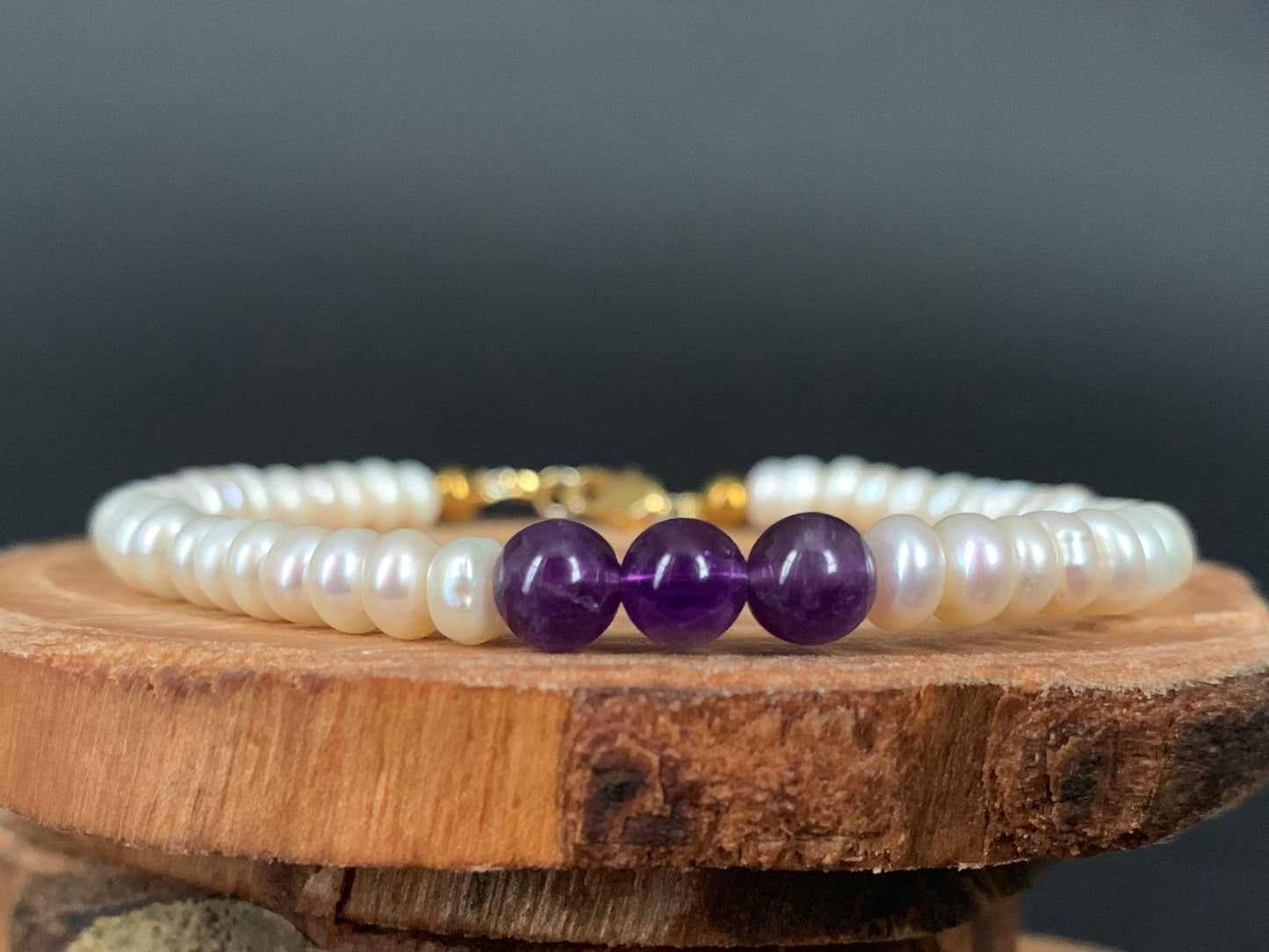 Amethyst Pearl Hematite Womens Bracelets - Konmay London