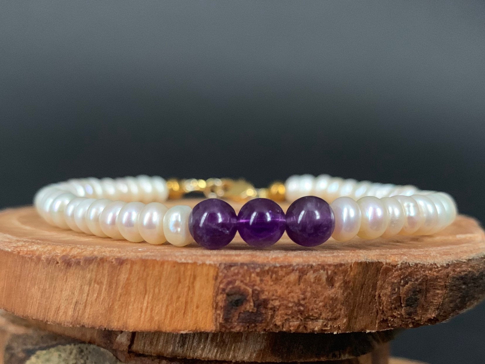 Amethyst Pearl Hematite Womens Bracelets - Konmay London
