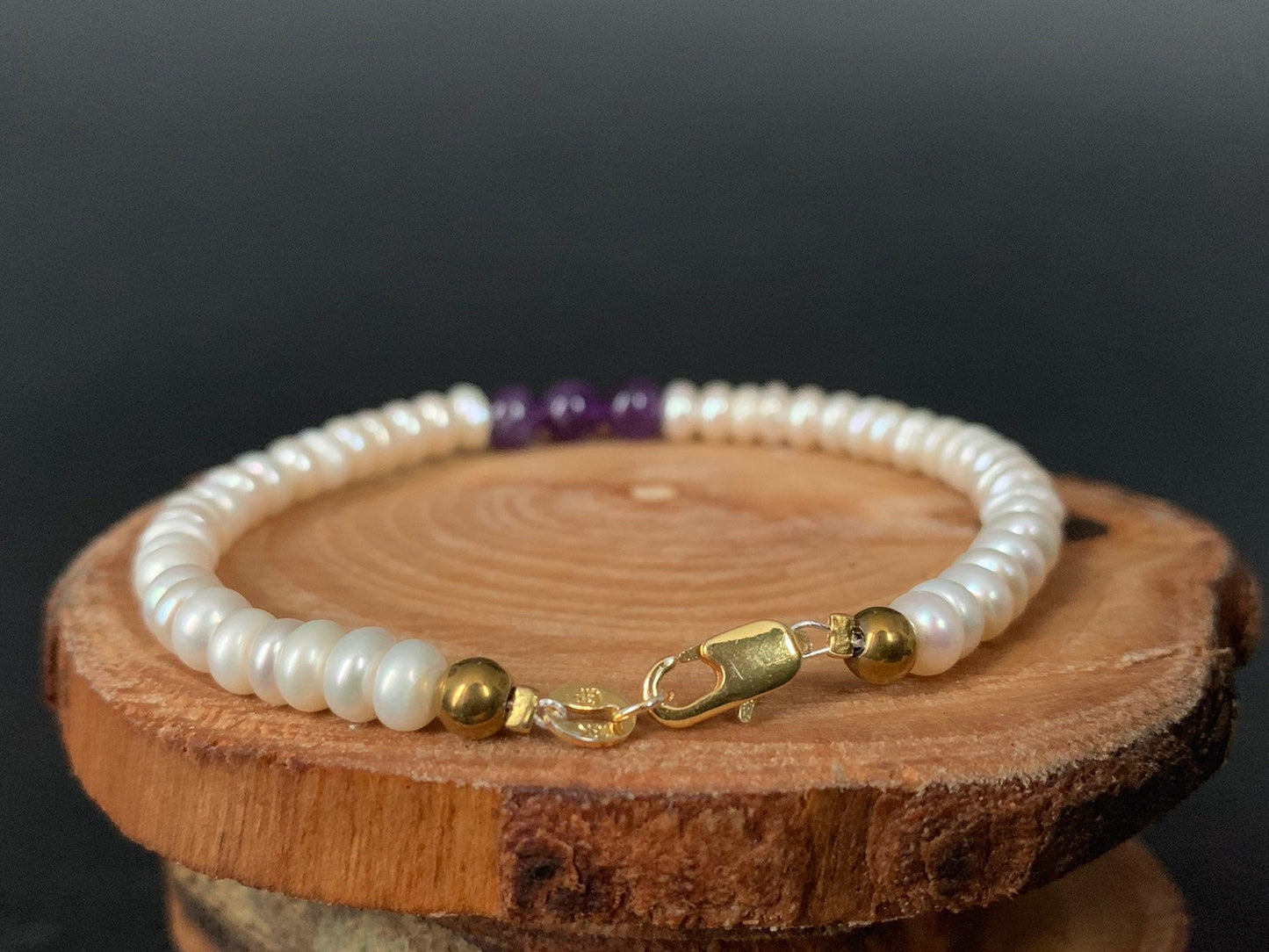 Amethyst Pearl Hematite Womens Bracelets - Konmay London