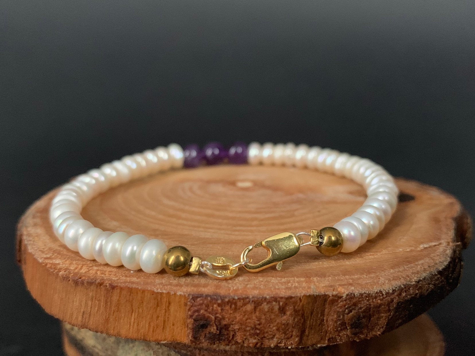 Amethyst Pearl Hematite Womens Bracelets - Konmay London