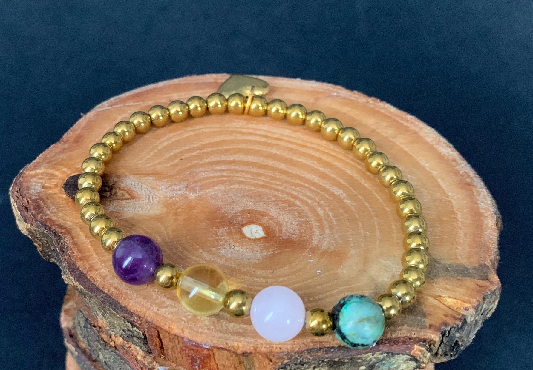 Amethyst Citrine Rose Quartz Turquoise Hematite Womens Bracelets - Konmay London