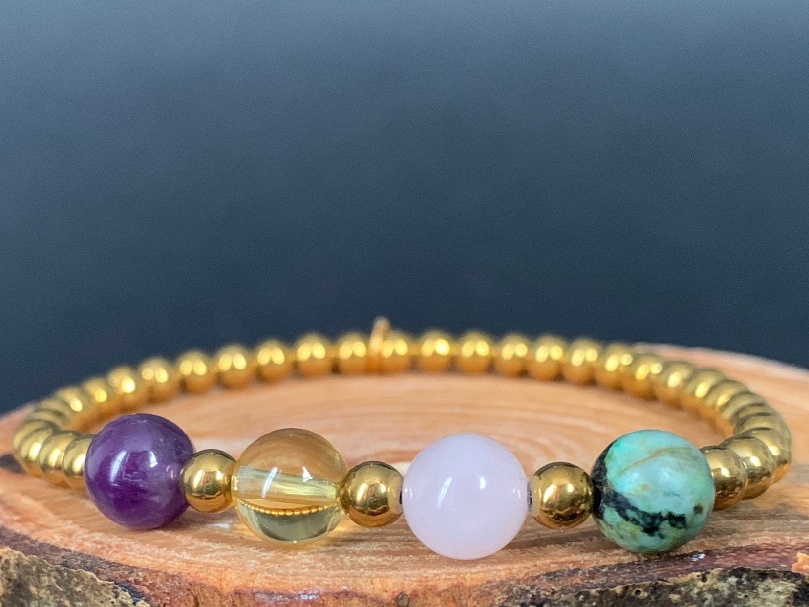 Amethyst Citrine Rose Quartz Turquoise Hematite Womens Bracelets - Konmay London