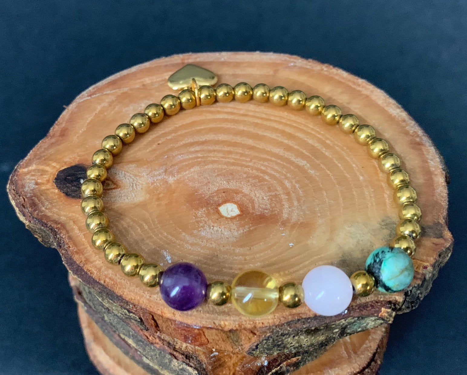 Amethyst Citrine Rose Quartz Turquoise Hematite Womens Bracelets - Konmay London