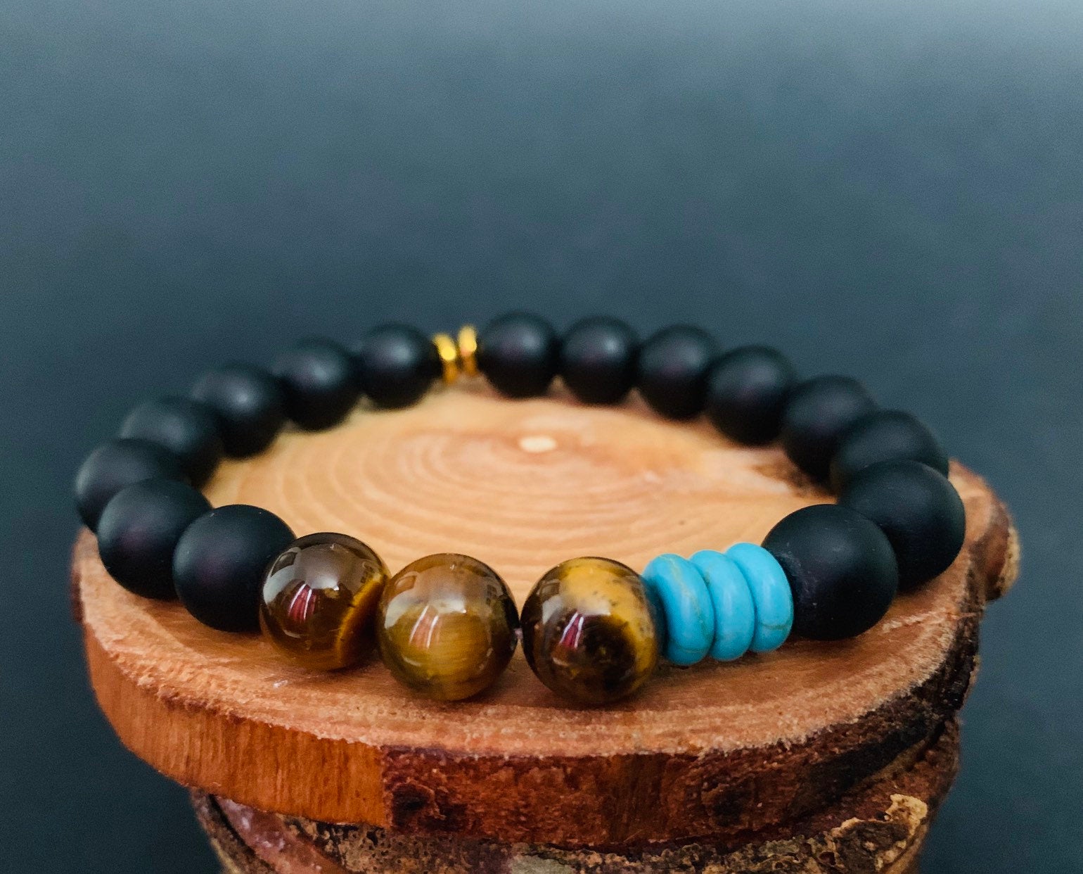 Onyx Tiger Eye Turquoise Hematite Mens Bracelets - Konmay London