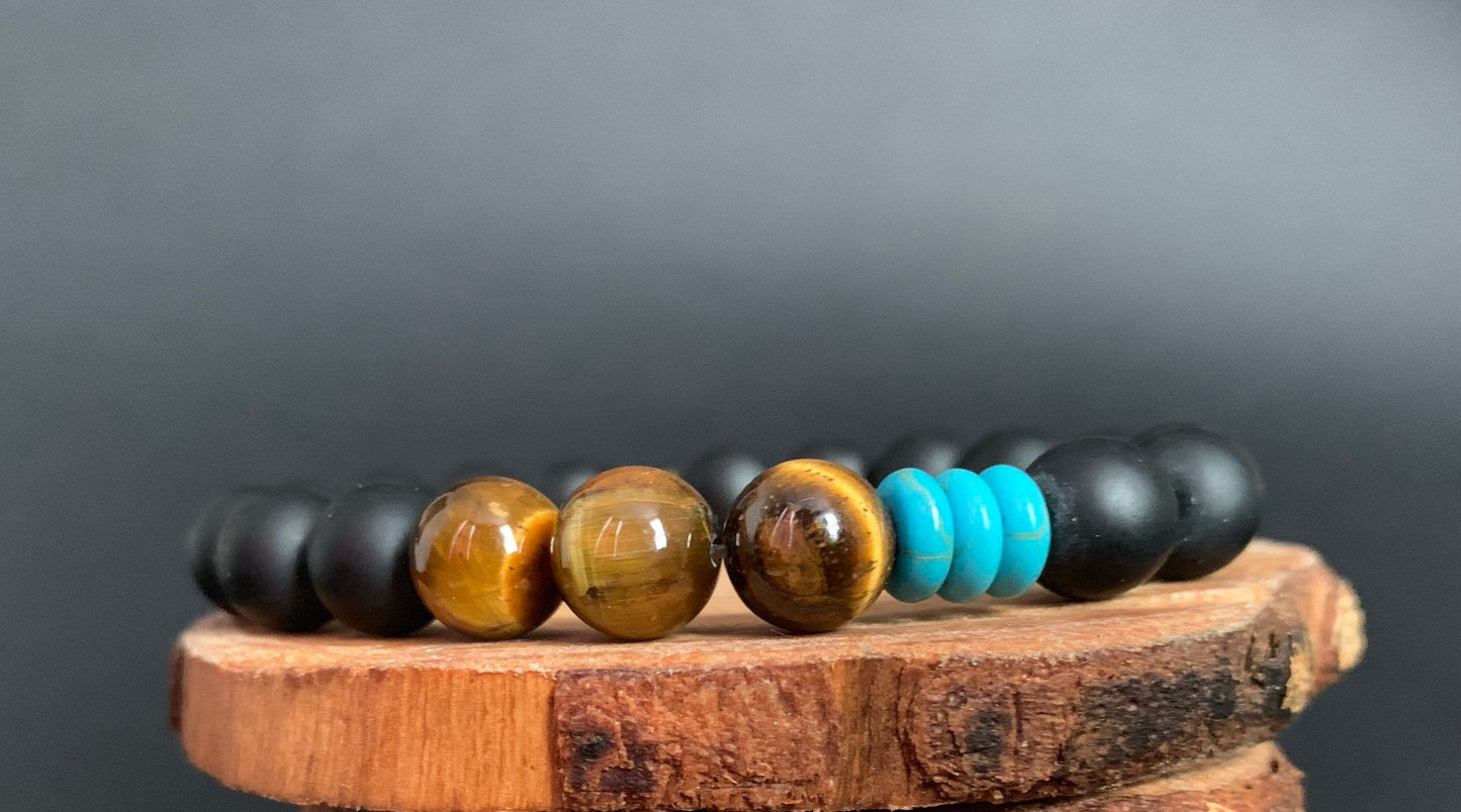 Onyx Tiger Eye Turquoise Hematite Mens Bracelets - Konmay London