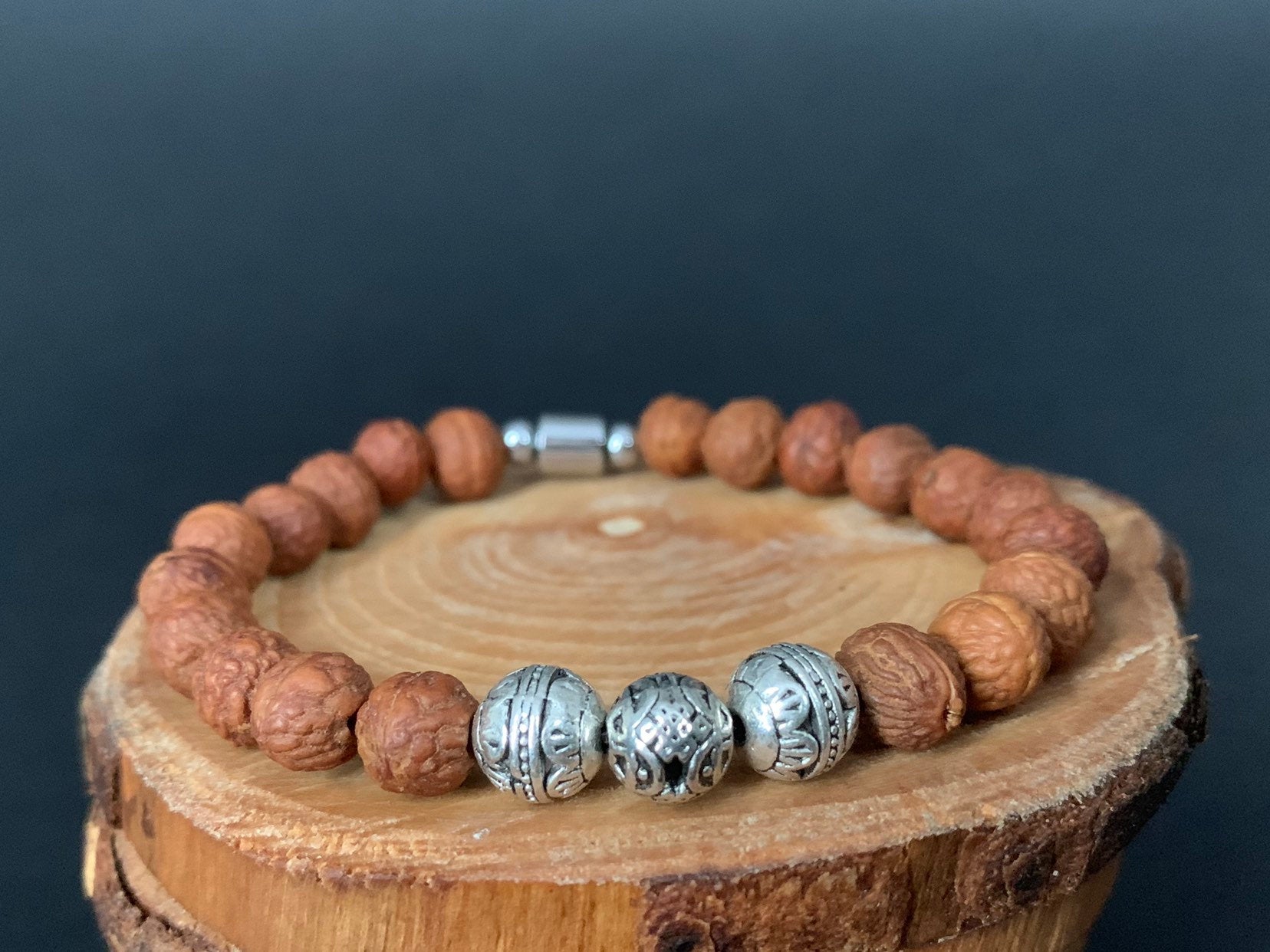 Bodhi Raktu Seeds Endlessknot Metal Beads Hematite Mens Bracelets - Konmay London