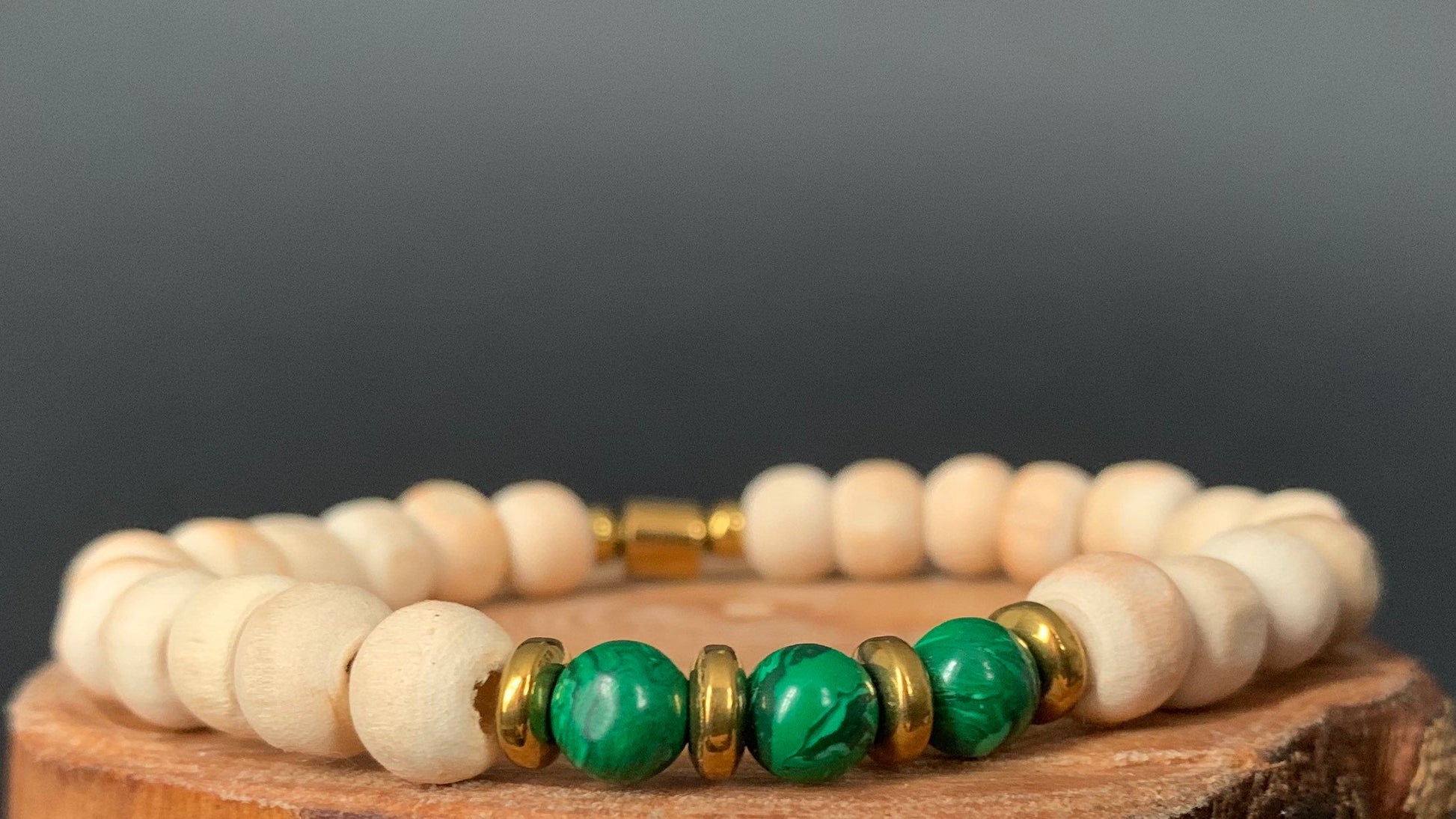 Malachite Tulsi Hematite Mens Bracelets - Konmay London