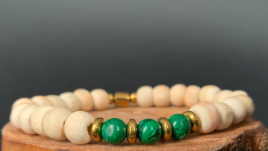 Malachite Tulsi Hematite Mens Bracelets - Konmay London