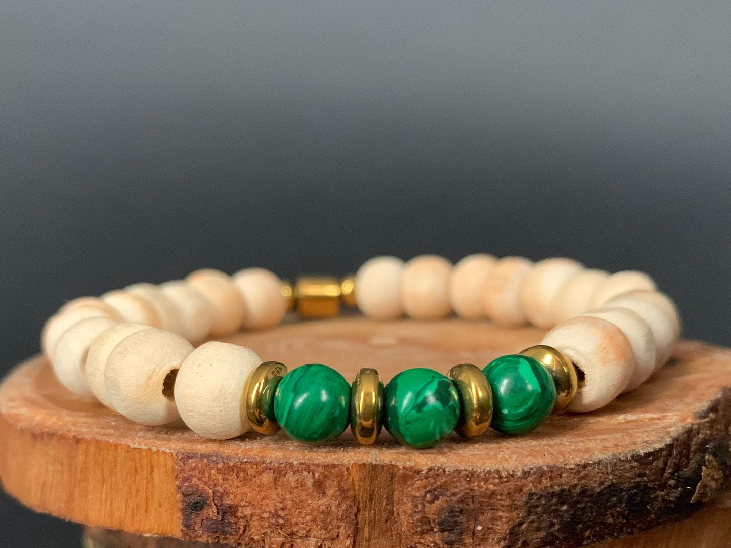 Malachite Tulsi Hematite Mens Bracelets - Konmay London