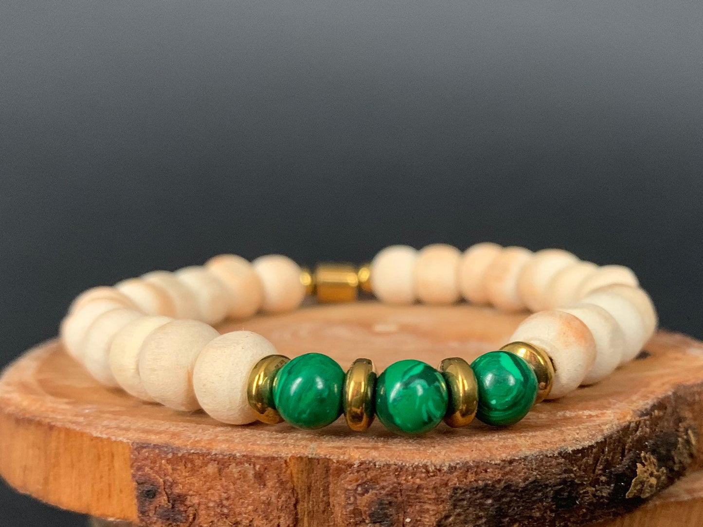 Malachite Tulsi Hematite Mens Bracelets - Konmay London
