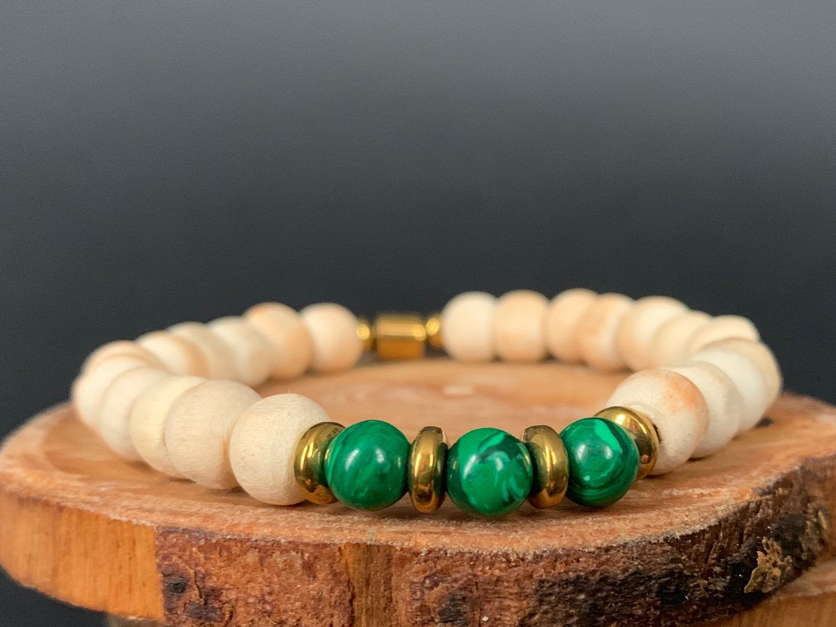 Malachite Tulsi Hematite Mens Bracelets - Konmay London