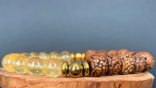 Rudraksha Citrine Hematite Mens Bracelets - Konmay London