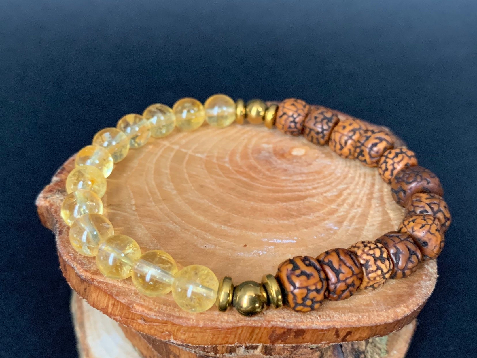 Rudraksha Citrine Hematite Mens Bracelets - Konmay London