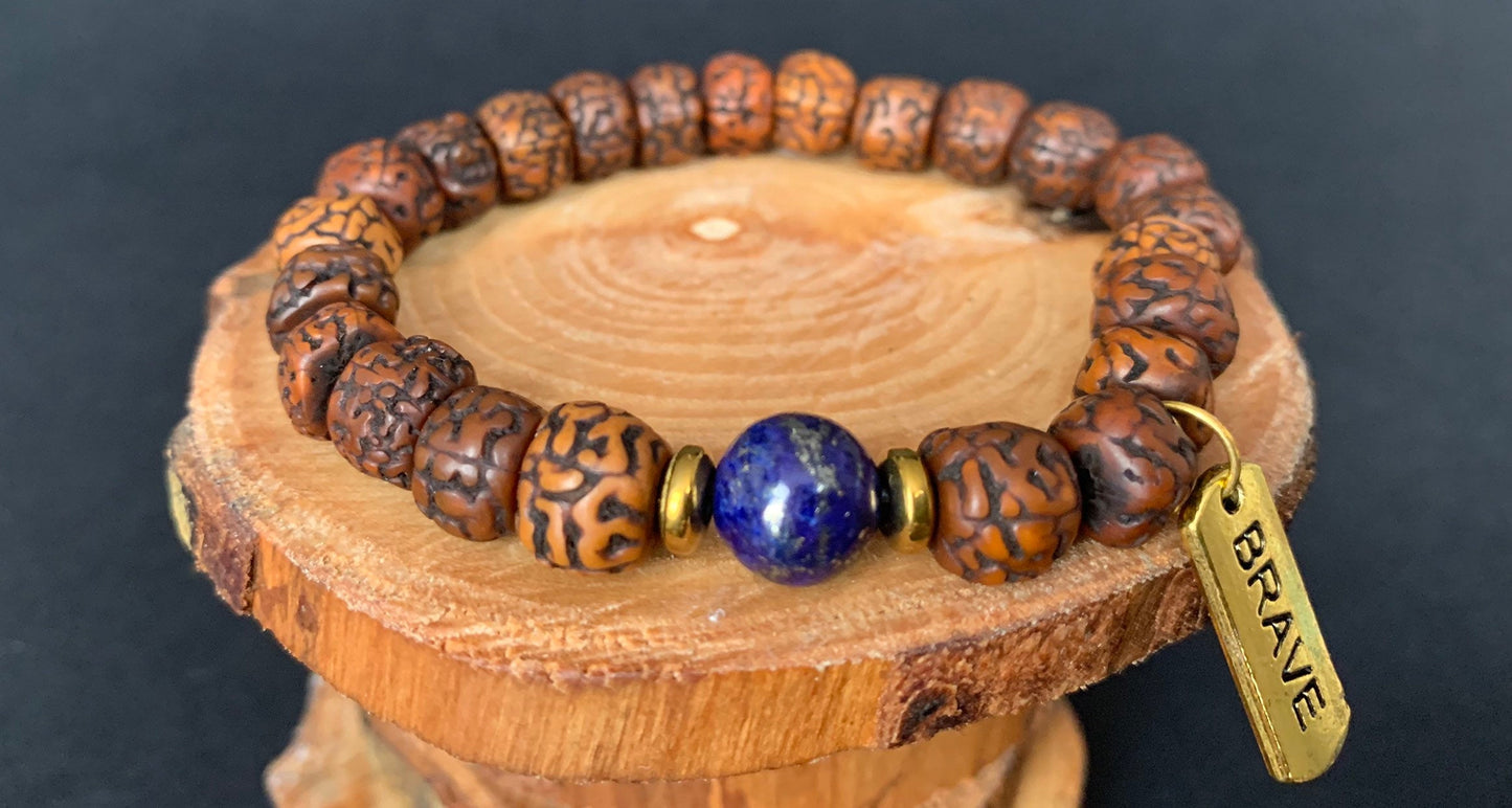 LapisLazuli Lavarock Hematite Brave Charm Mens Bracelets - Konmay London