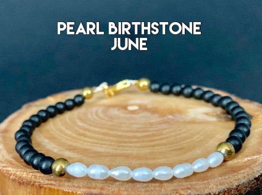 Pearl Onyx Hematite Womens Bracelets - Konmay London