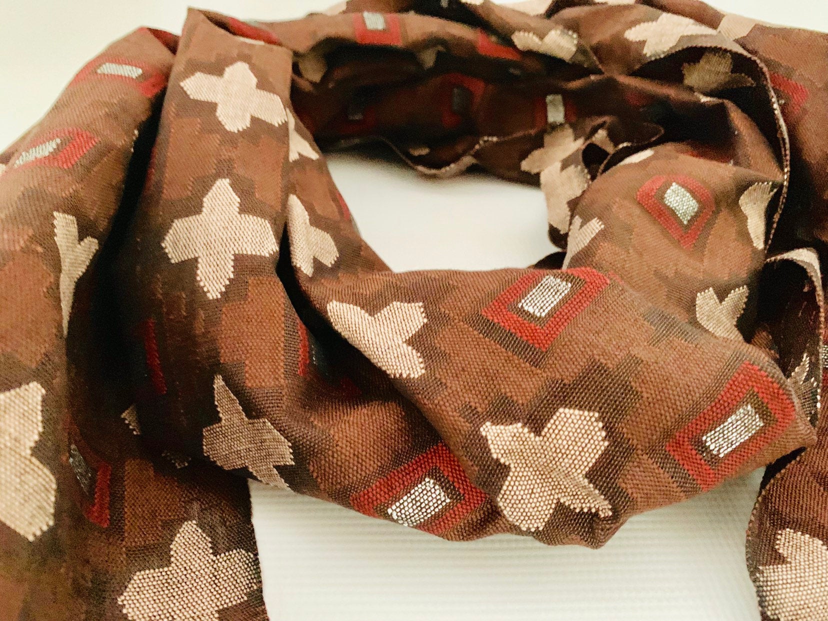 Handmade Personalised Initials Welf-Inlay Designed Cotton Scarf - Konmay London