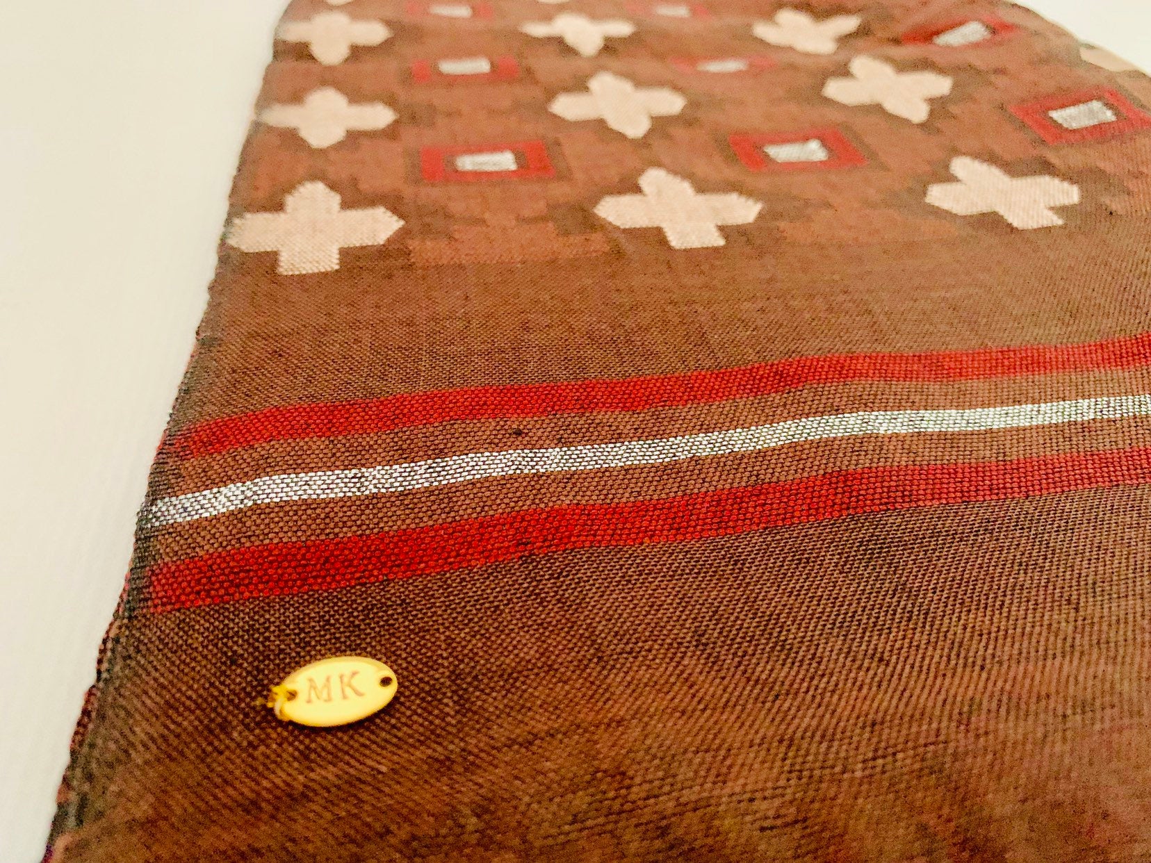 Handmade Personalised Initials Welf-Inlay Designed Cotton Scarf - Konmay London