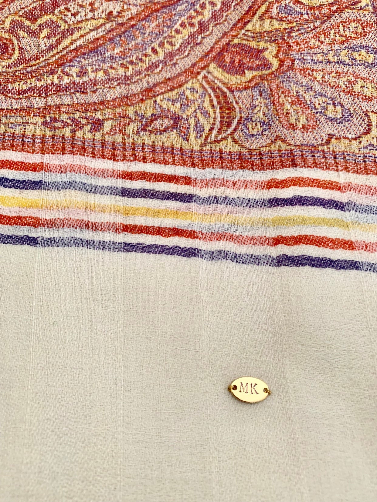 Handmade Personalised Initials 100% Cashmere Patterned Scarf - Konmay London