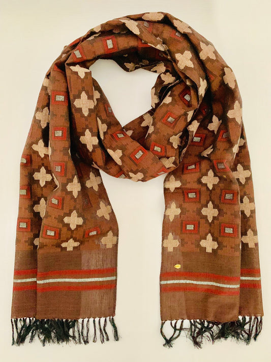 Handmade Personalised Initials Welf-Inlay Designed Cotton Scarf - Konmay London