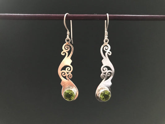 Handmade Foral Stencil Cut Amethyst/ Garnet/ Peridot Earring - Konmay London