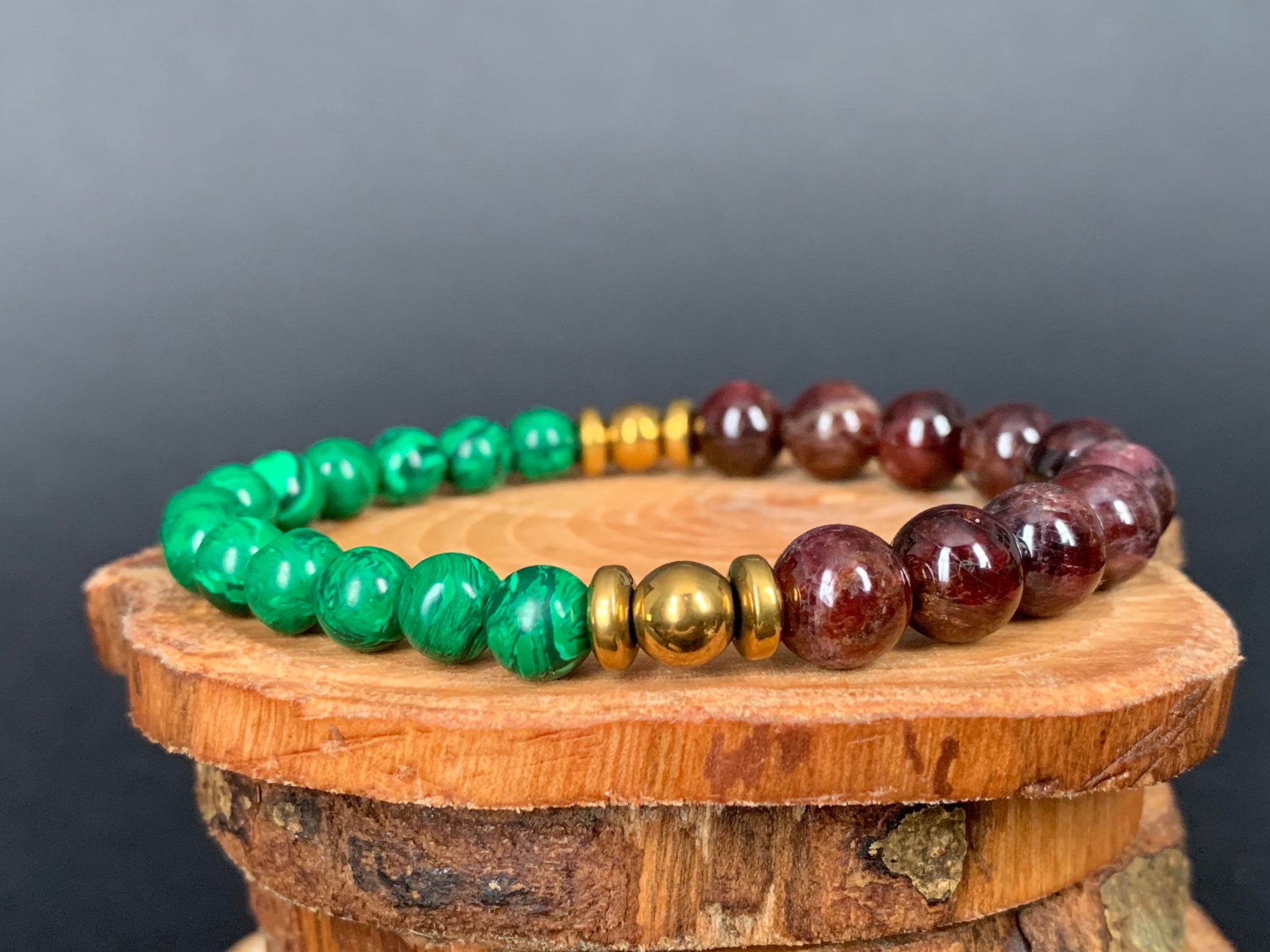 Garnet Malachite Hematite Mens Bracelets - Konmay London