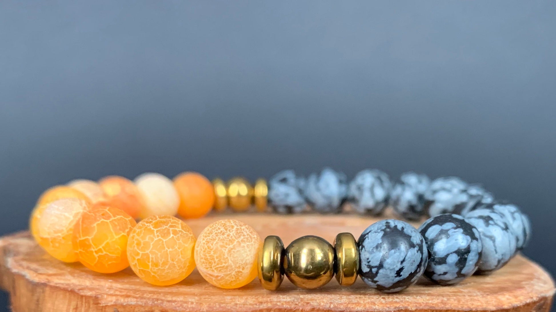 Snowflake Obsidian Agate Hematite Mens Bracelets - Konmay London