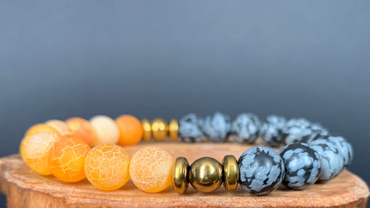 Snowflake Obsidian Agate Hematite Mens Bracelets - Konmay London