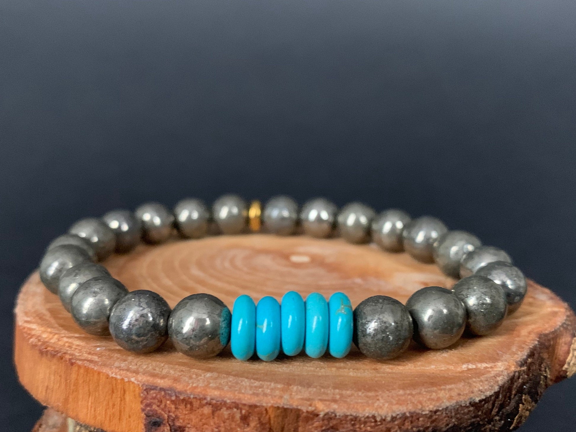 Pyrite Turquoise Hematite Mens Bracelets - Konmay London