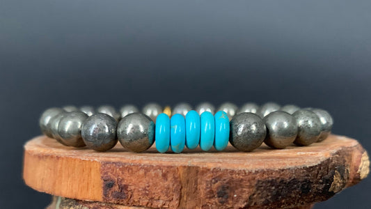 Pyrite Turquoise Hematite Mens Bracelets - Konmay London