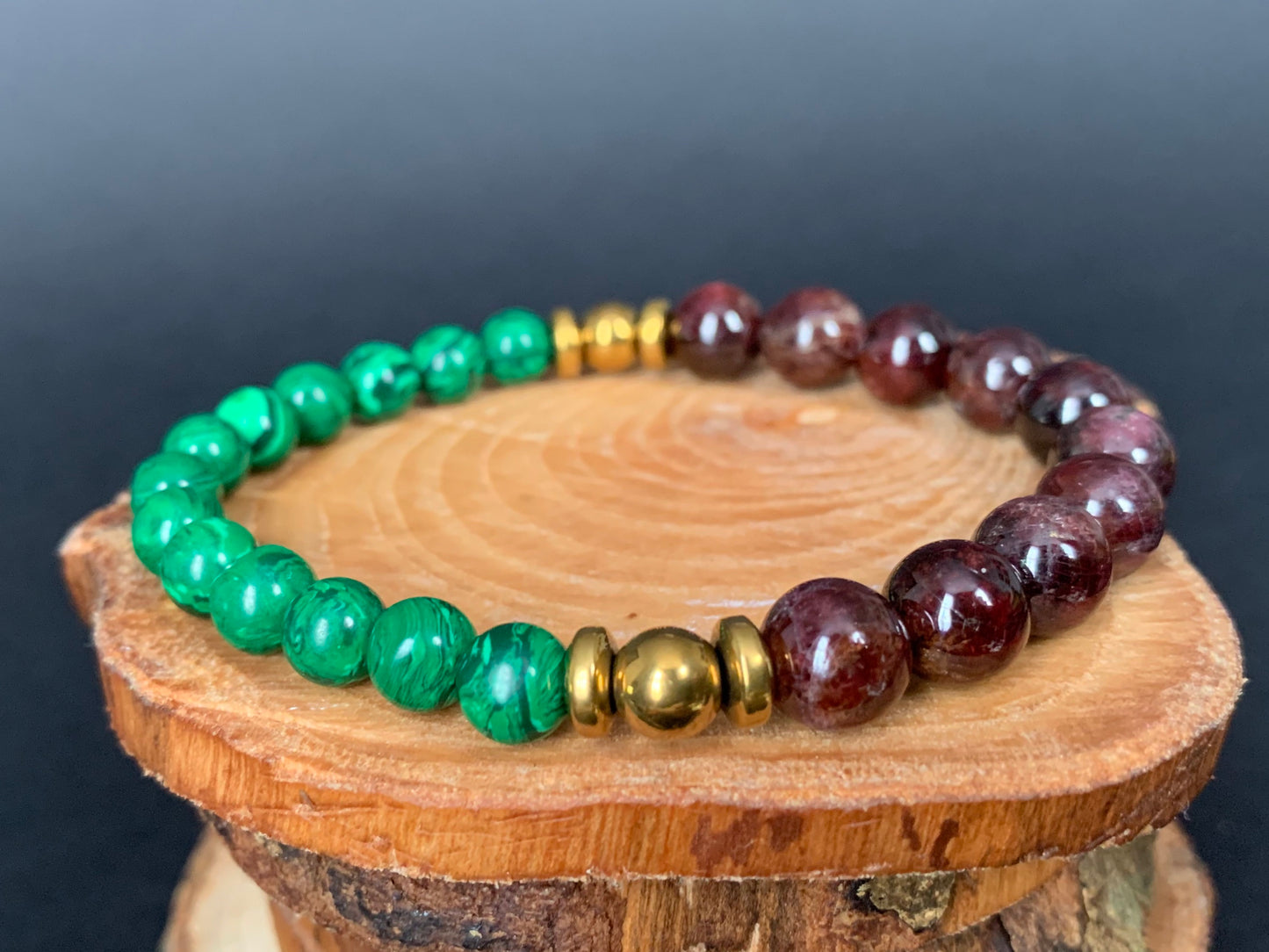 Garnet Malachite Hematite Mens Bracelets - Konmay London