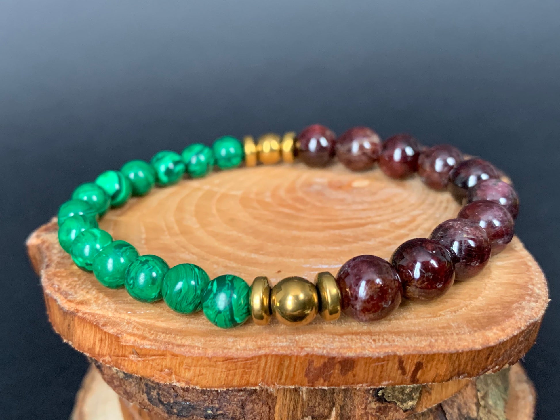 Garnet Malachite Hematite Mens Bracelets - Konmay London