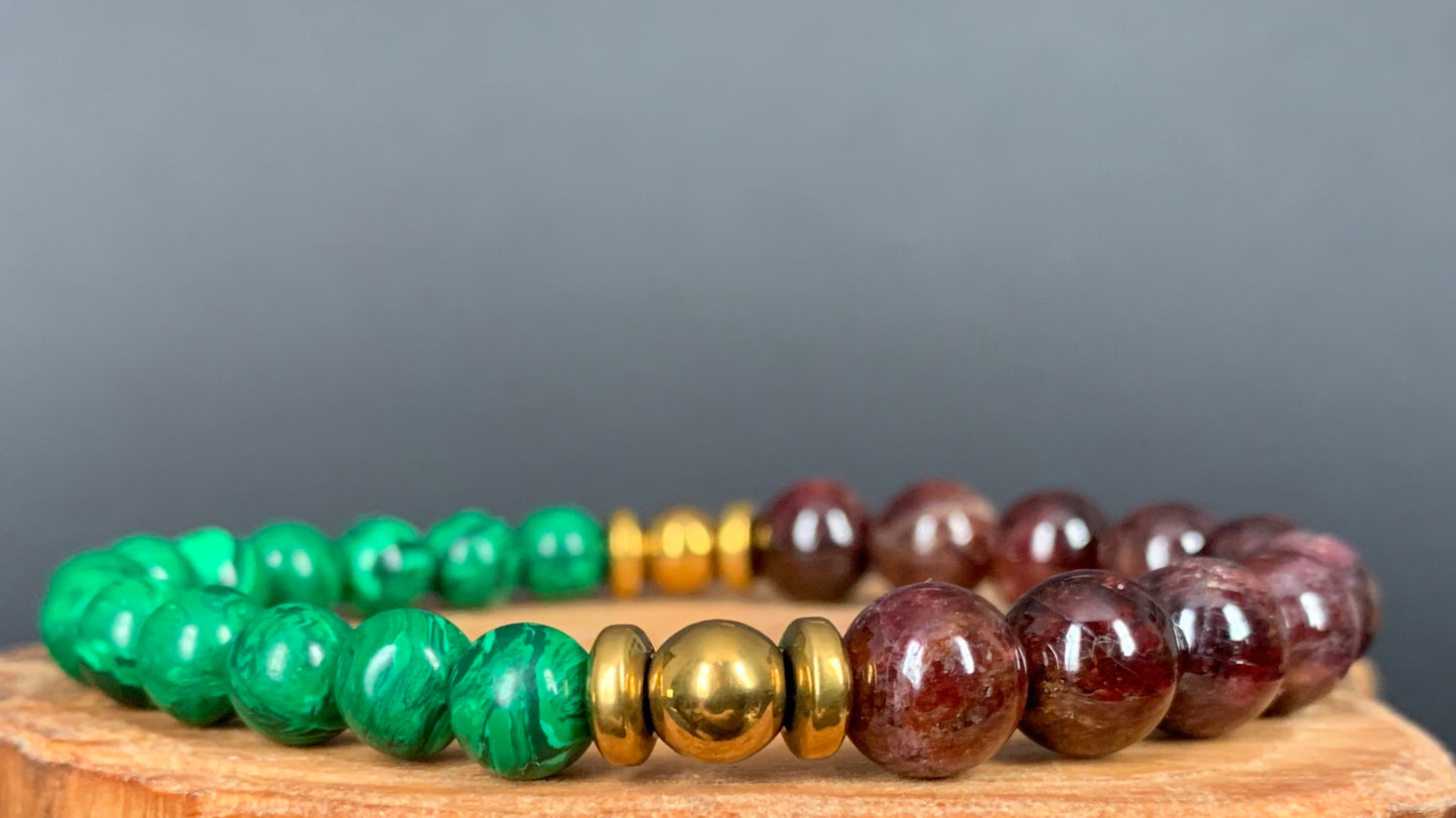 Garnet Malachite Hematite Mens Bracelets - Konmay London