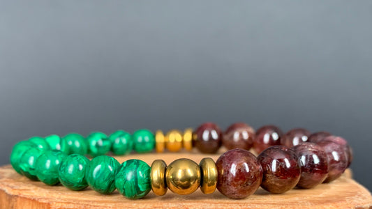 Garnet Malachite Hematite Mens Bracelets - Konmay London
