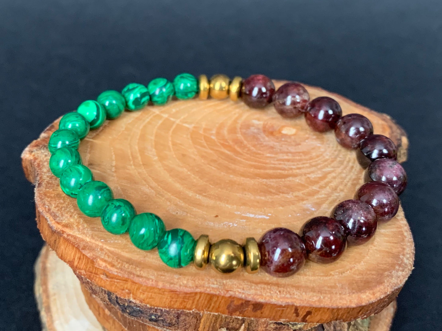 Garnet Malachite Hematite Mens Bracelets - Konmay London