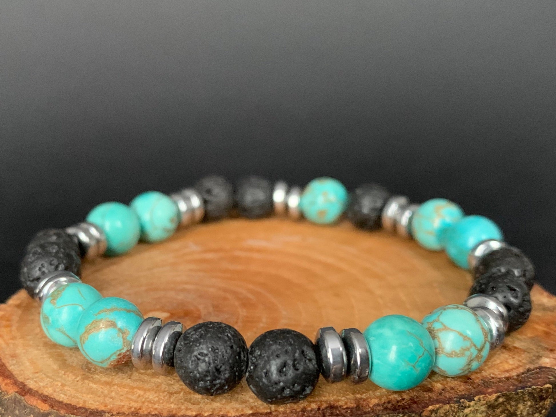 Turquoise Lavarock  Hematite Men Bracelets - Konmay London