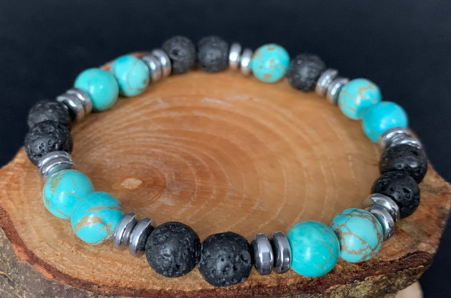 Turquoise Lavarock Hematite Men Bracelets - Konmay London