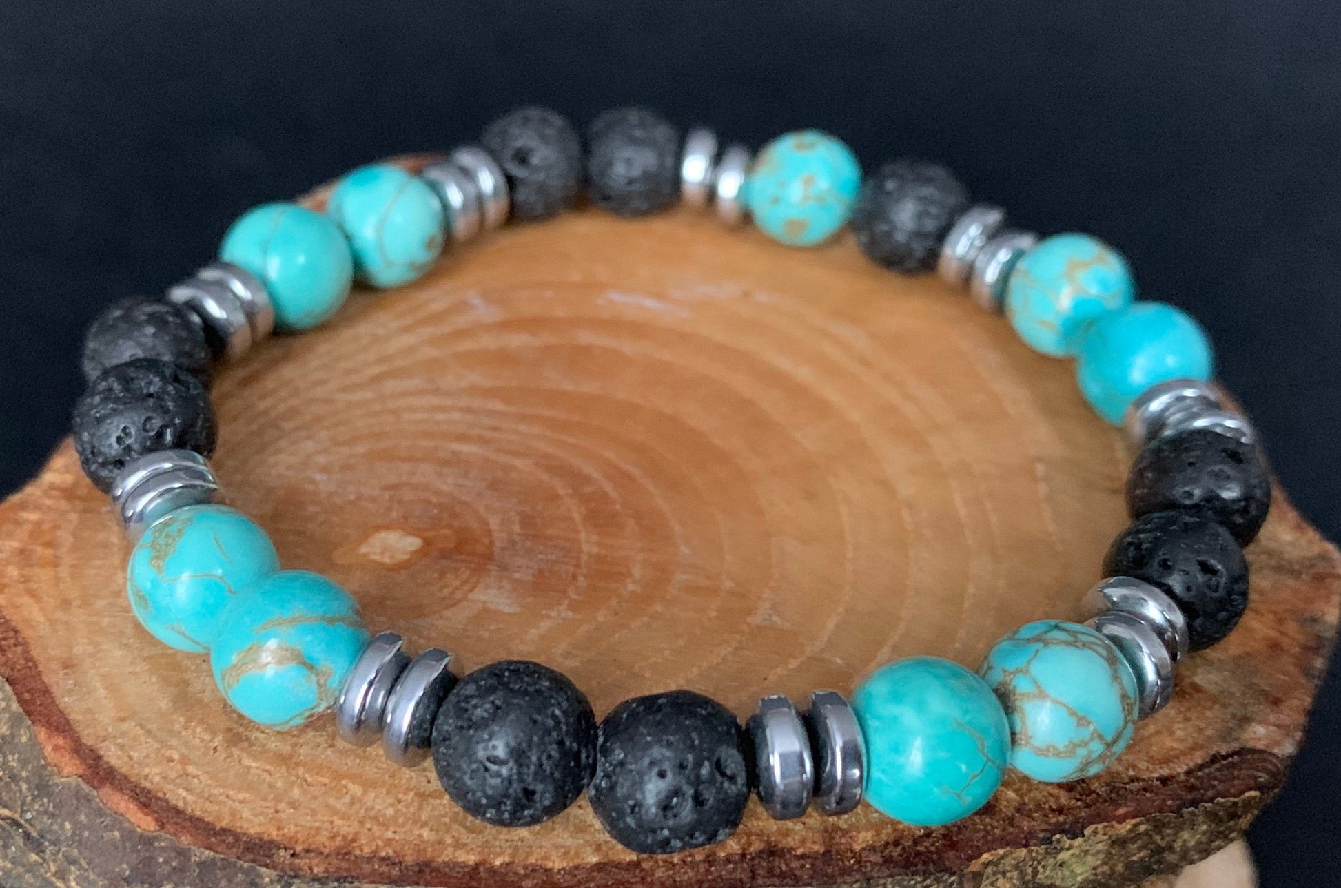 Turquoise Lavarock  Hematite Men Bracelets - Konmay London