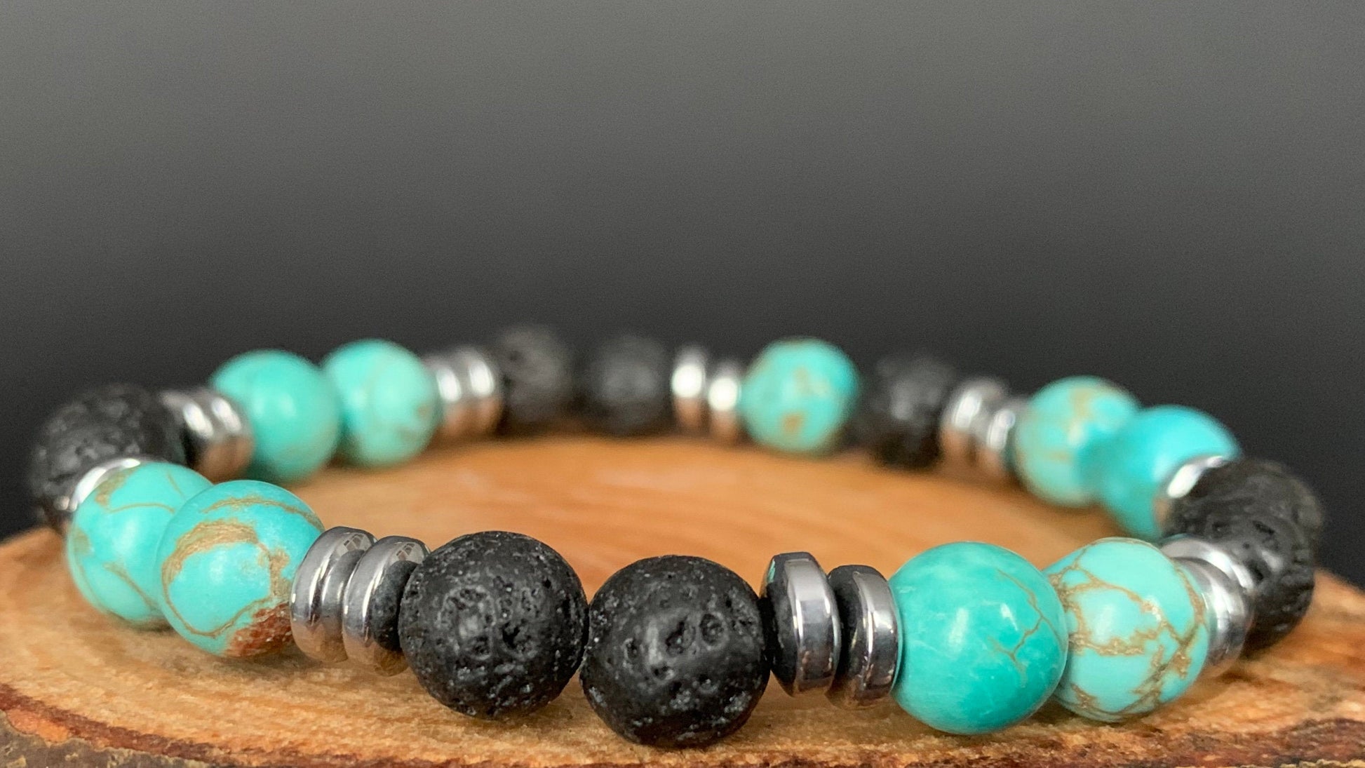 Turquoise Lavarock  Hematite Men Bracelets - Konmay London