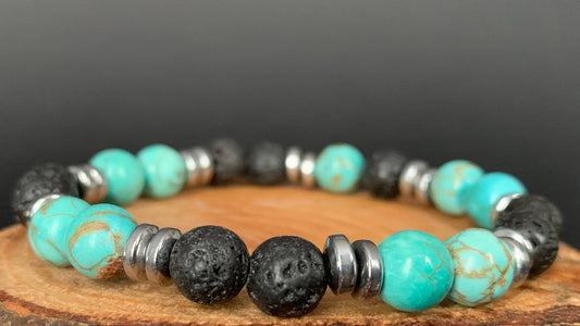 Turquoise Lavarock  Hematite Men Bracelets - Konmay London