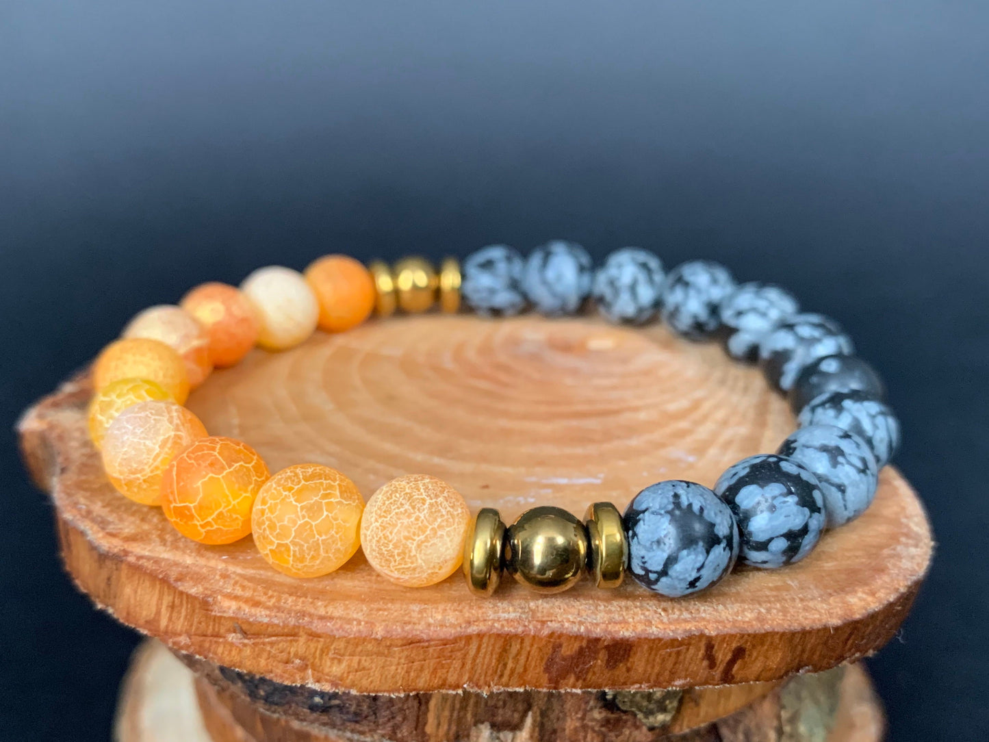 Snowflake Obsidian Agate Hematite Mens Bracelets - Konmay London