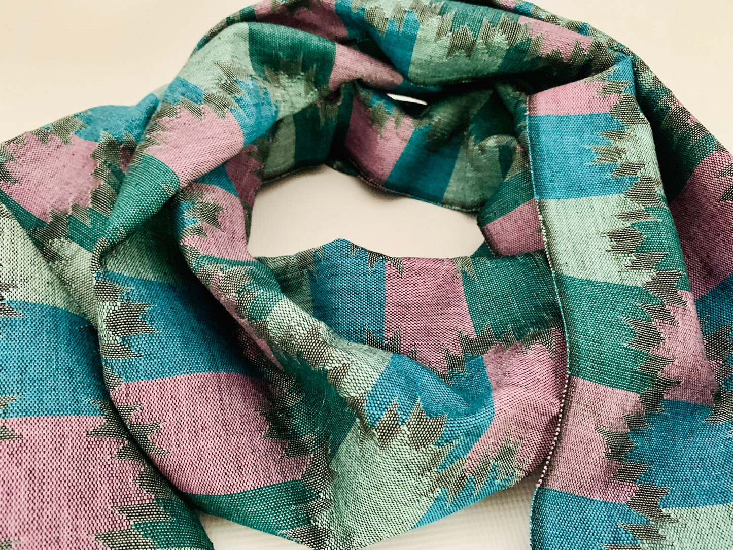 Handmade Personalised Initials Welf-Inlay Designed Cotton Scarf - Konmay London