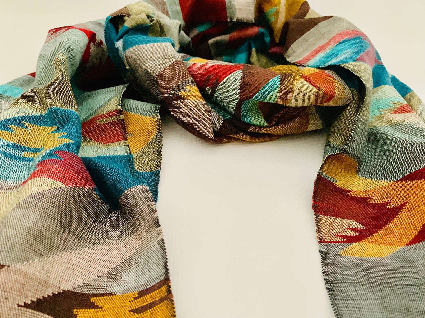 Handmade Personalised Initials Welf-Inlay Designed Cotton Scarf - Konmay London