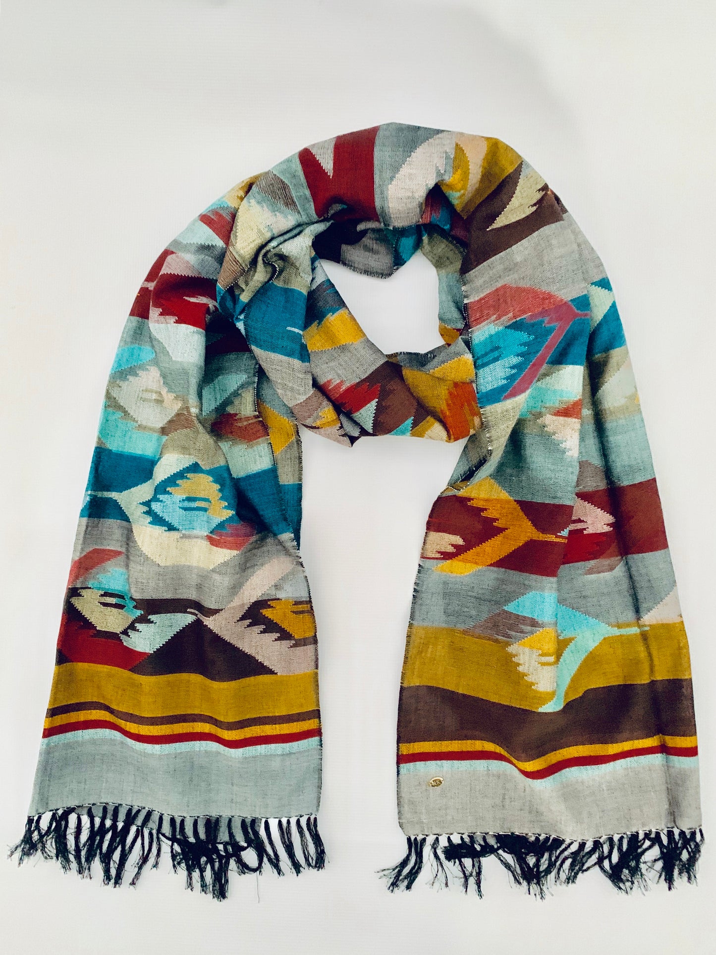 Handmade Personalised Initials Welf-Inlay Designed Cotton Scarf - Konmay London