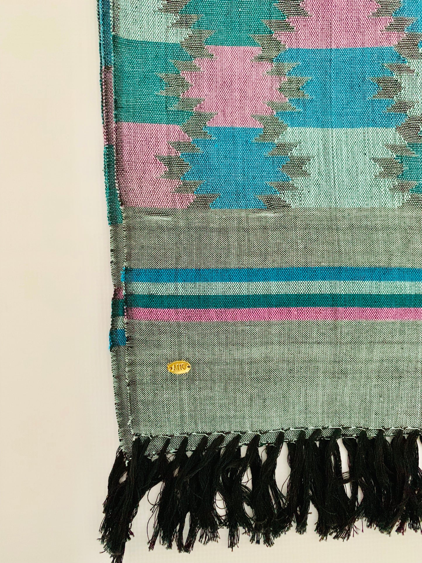 Handmade Personalised Initials Welf-Inlay Designed Cotton Scarf - Konmay London