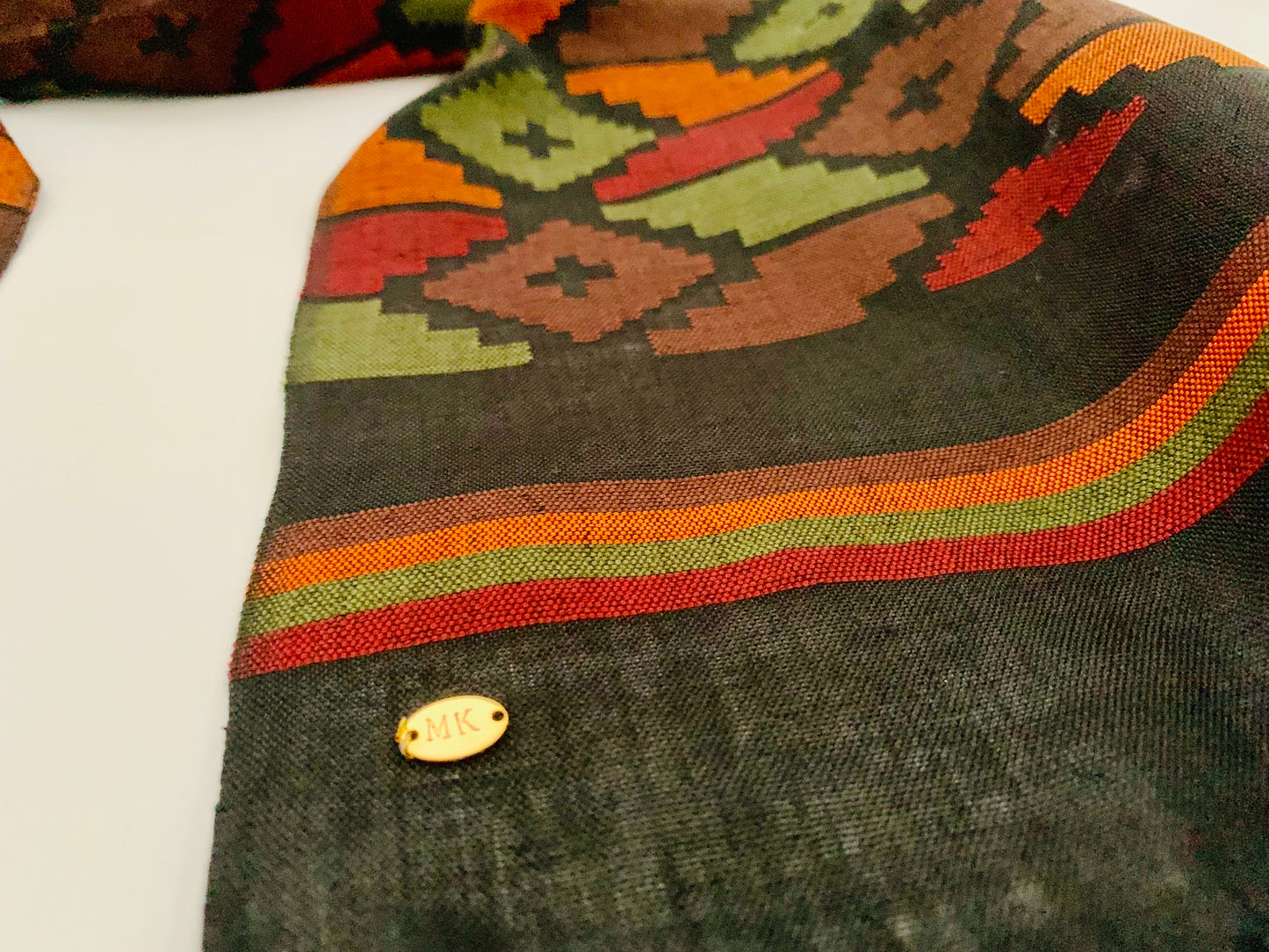 Handmade Personalised Initials Welf-Inlay Designed Cotton Scarf - Konmay London