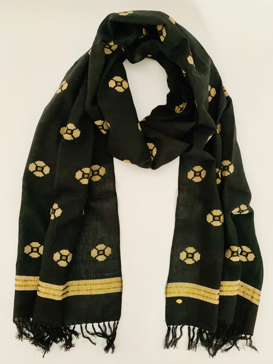 Handmade Personalised Initials Welf-Inlay Designed Cotton Scarf - Konmay London