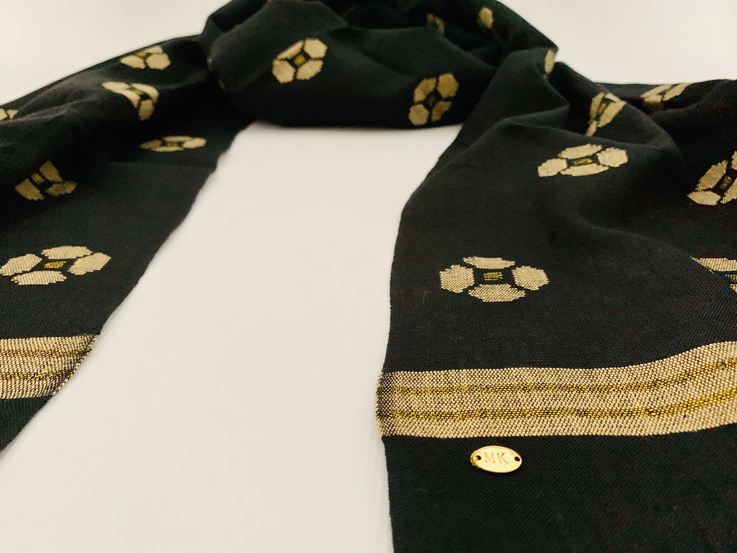 Handmade Personalised Initials Welf-Inlay Designed Cotton Scarf - Konmay London