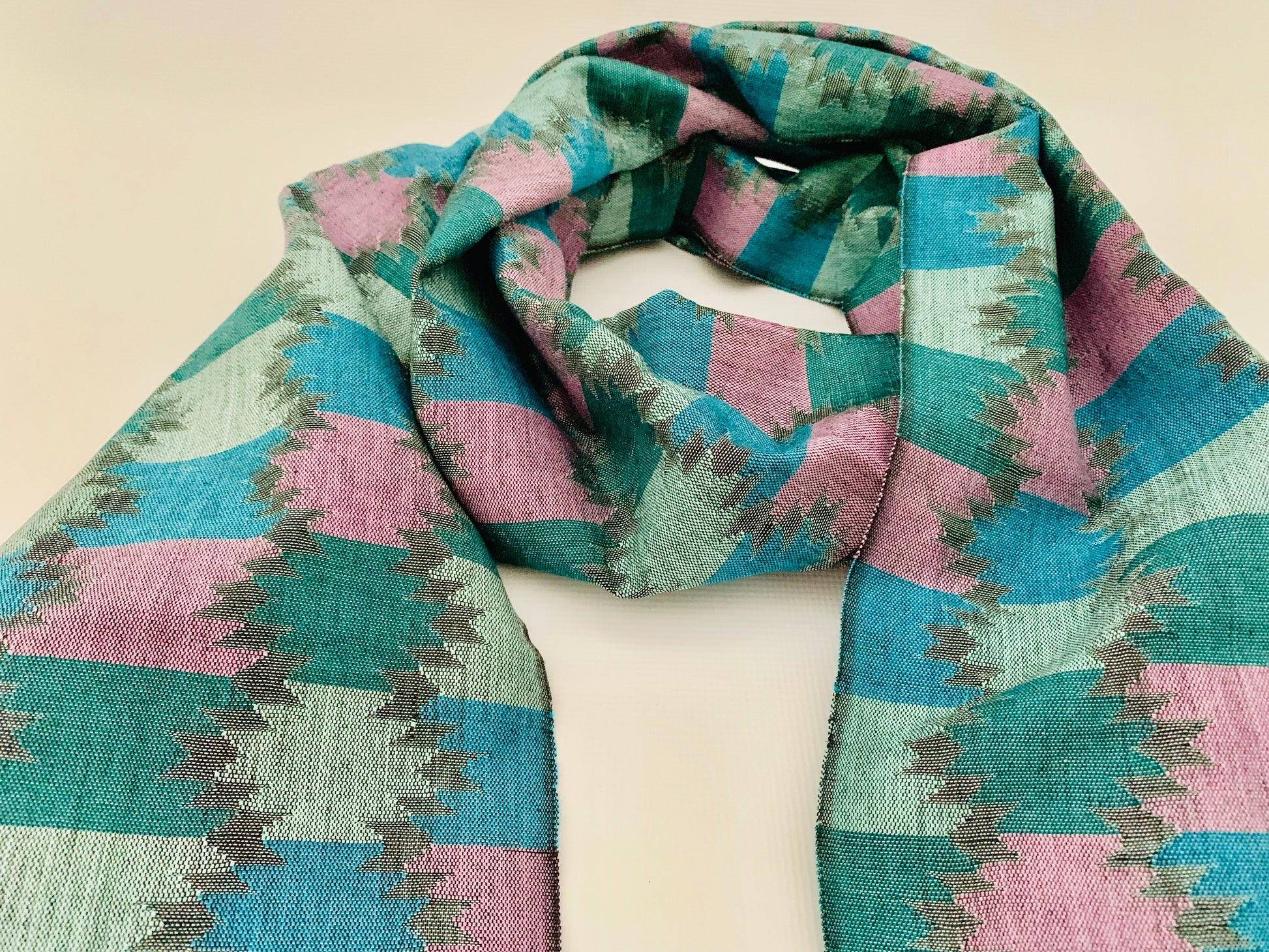 Handmade Personalised Initials Welf-Inlay Designed Cotton Scarf - Konmay London