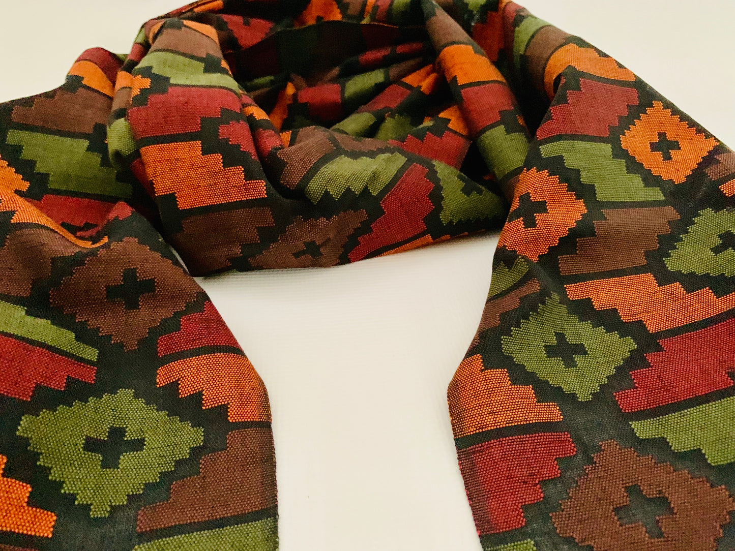 Handmade Personalised Initials Welf-Inlay Designed Cotton Scarf - Konmay London